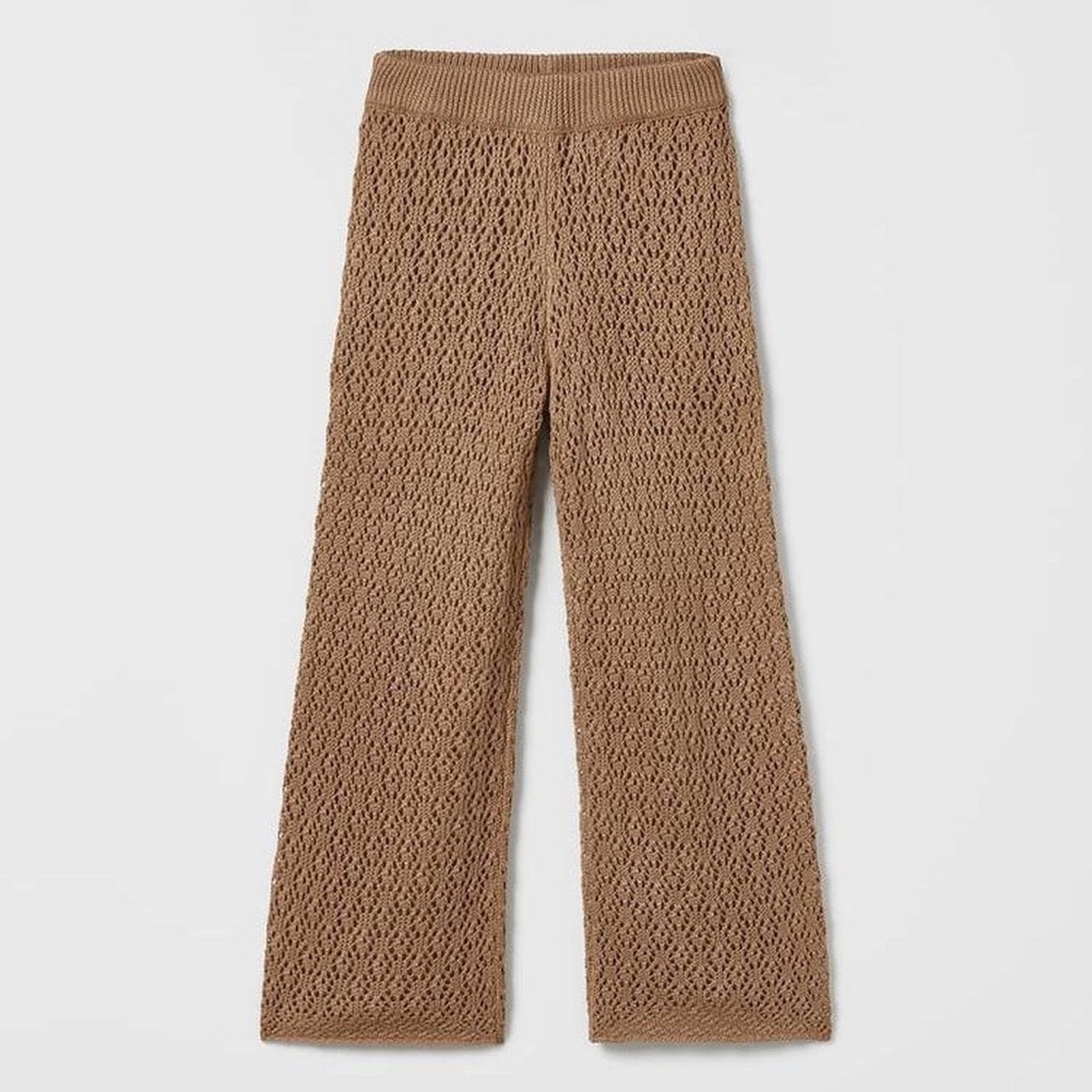 Zara Crochet Knit Pants in Brown
